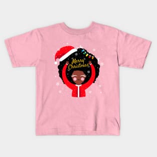 Black Girl Santa Claus Kids T-Shirt